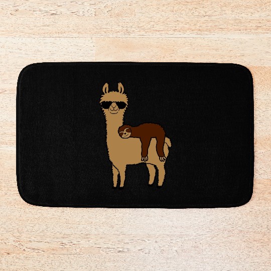 sloth llama friends sleep Bath Mats