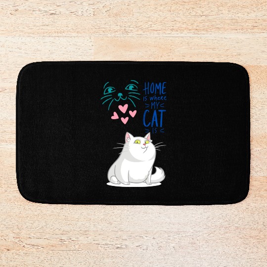 Cat Home Smart Animal Funny Meme Love Family Pet Bath Mats