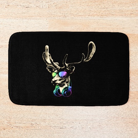 Deer DJ Brown Cool and Funny Music Animal With Bath Mats