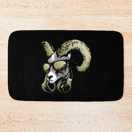 DJ Goat Bling Cool and Funny Music Animal with Bath Mats