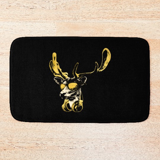 Deer DJ Bling. Cool and Funny Music Animal With Bath Mats