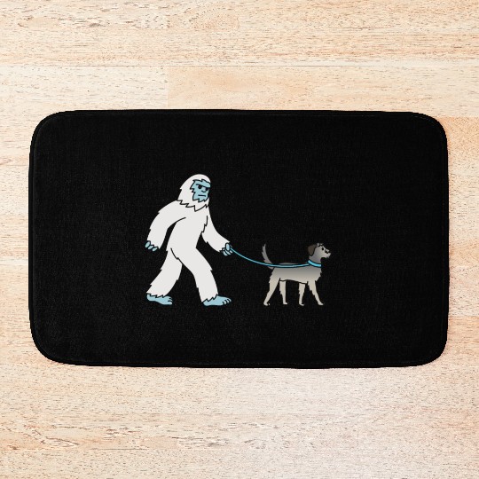 Bigfoot Sasquatch Walking Irish Wolfhound Bath Mats