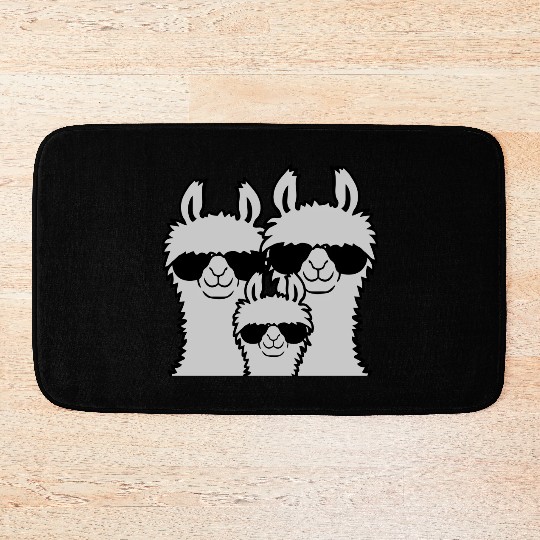 Llama family parents child Bath Mats