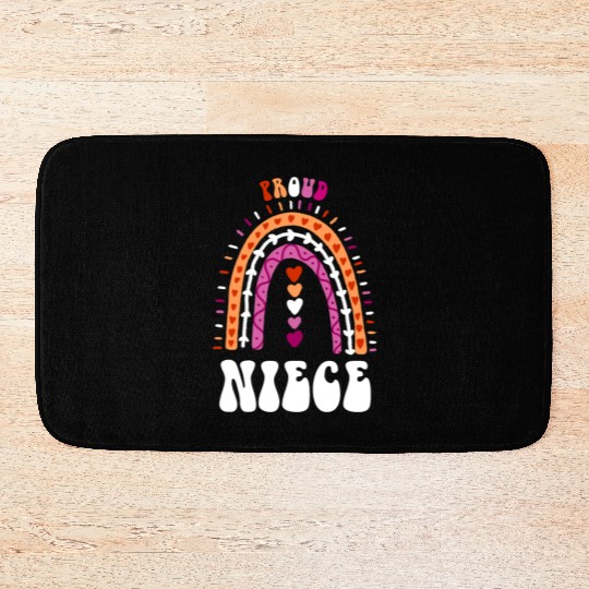 Proud Niece Lesbian Pride Boho Rainbow Bath Mats