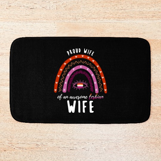 Rainbow Wife Of An Awesome Lesbian Wife Bath Mats