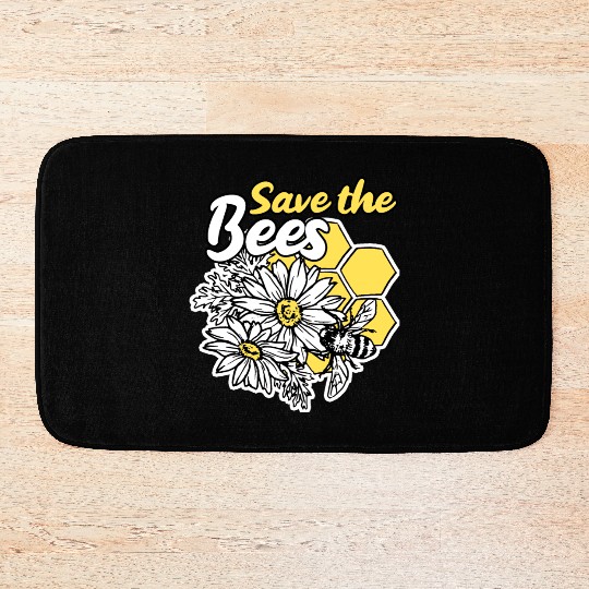Save the bee honey bee gift idea environmental pro Bath Mats