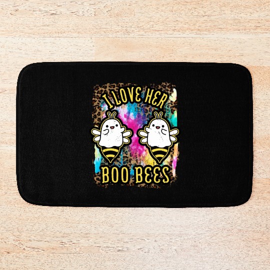 Halloween I love her Boo Bees Tie Dye Bath Mats
