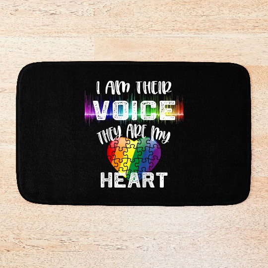 Autism Teacher I Am Their Voice They Are My Heart Bath Mats