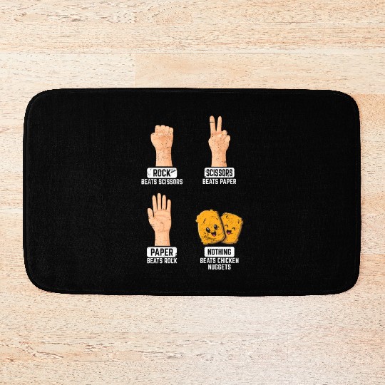 Rock Paper Scissors Nothing Beats Chicken Nuggets Bath Mats