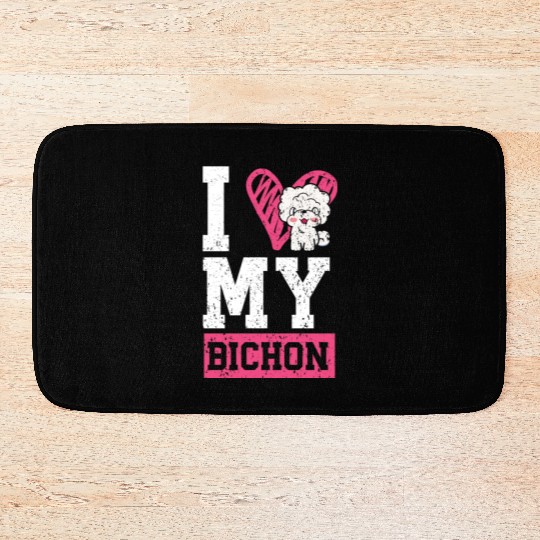 I Love My Bichon Frise Curly Hair Pup Puppy Lover Bath Mats