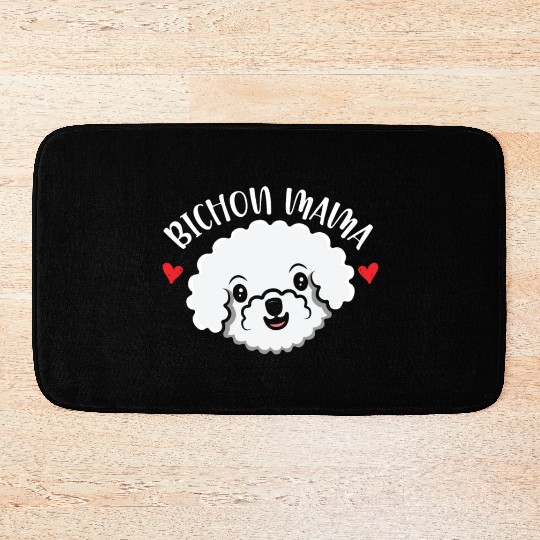 Bichon Mama Curly Hair Pup Puppy Bichon Frise Bath Mats