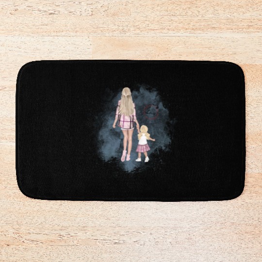mother and daughter with love Bath Mats