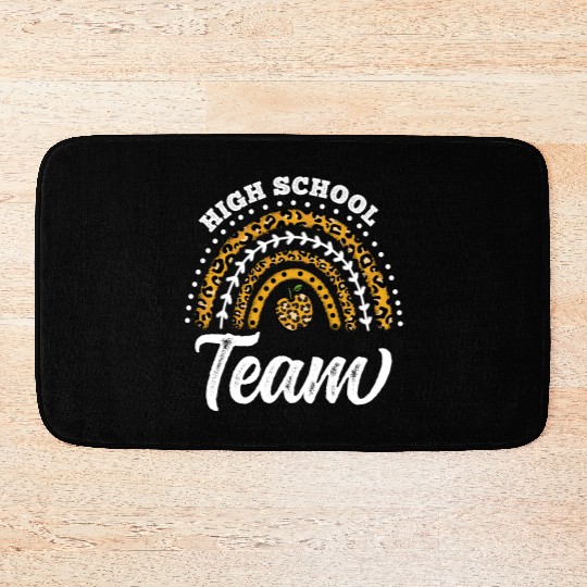 High School Team Leopard Rainbow Back To School Bath Mats