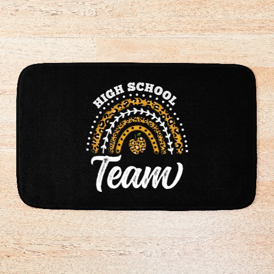 High School Team Leopard Rainbow Back To School Bath Mats
