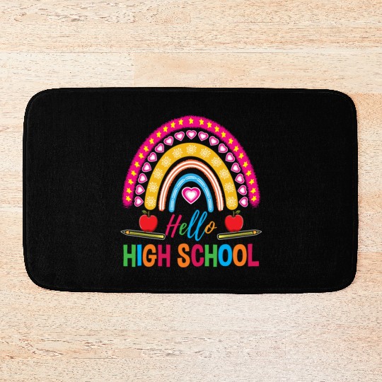 Hello High School Teacher Rainbow Bath Mats