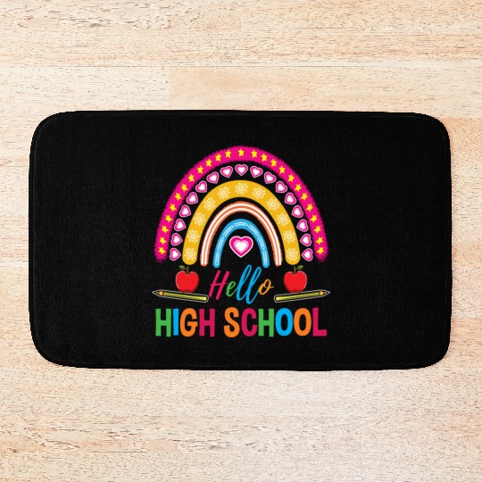 Hello High School Teacher Rainbow Bath Mats
