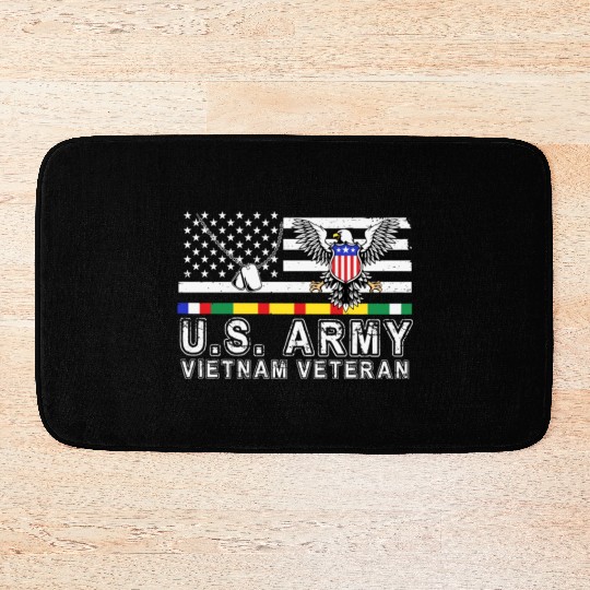 Vietnam Veteran Eagle US Flag Dog Tag Vintage Bath Mats