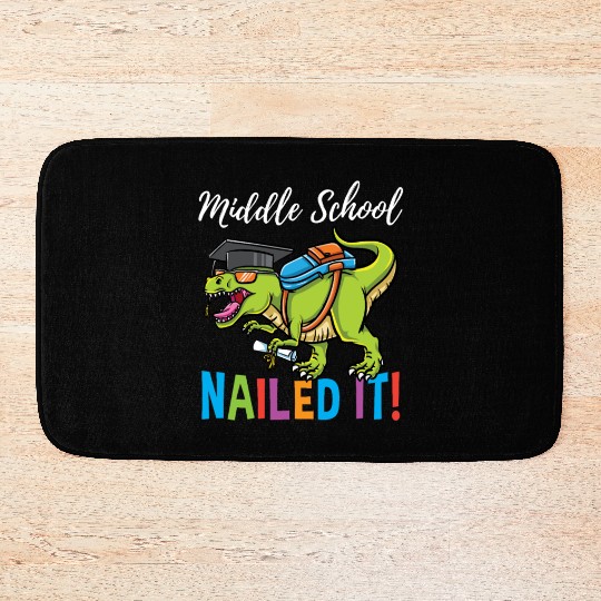 Middle School Nailed It Dinosaur Graduation Bath Mats