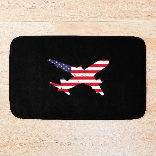 American Flag Airplane Stars And Stripes Bath Mats