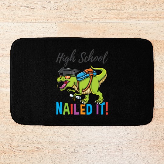 High School Nailed It Dinosaur Graduation Bath Mats