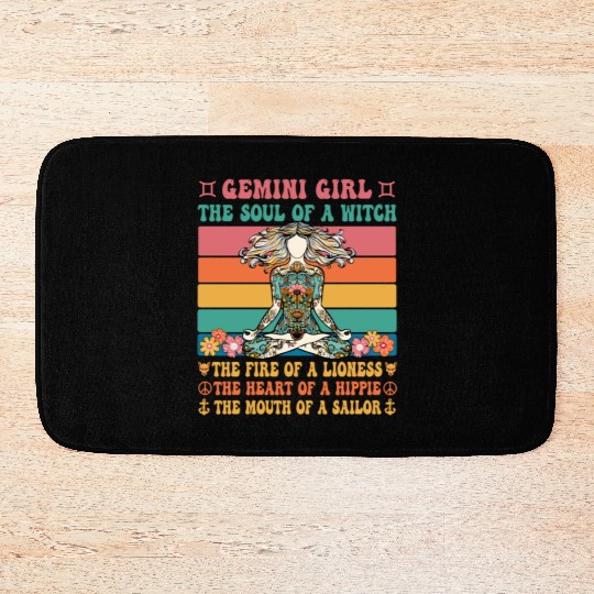 Gemini Girl Astrology Sign Bath Mats
