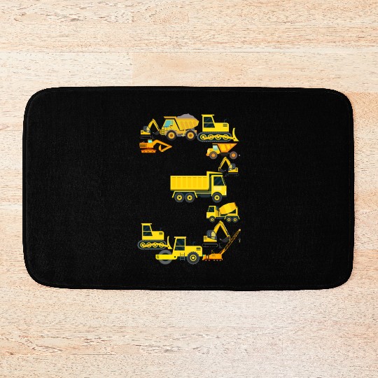 Construction Trucks 3rd Birthday 3 Year Old Boys Bath Mats