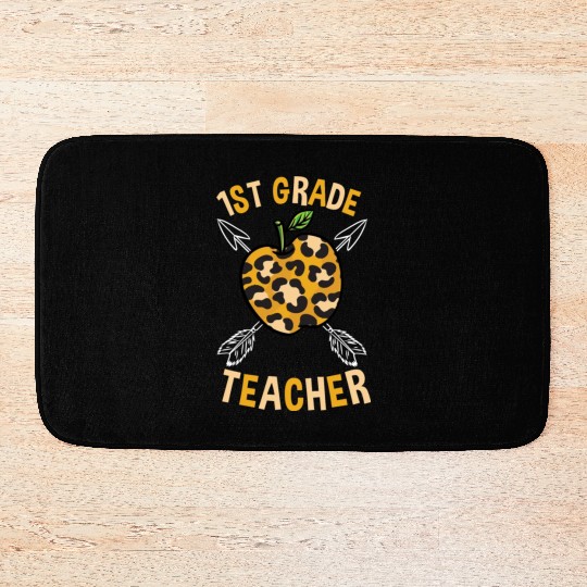 1st Grade Back To School Teacher Leopard Print Bath Mats