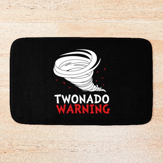 Funny 2nd Bday Twonado Warning Tornado Birthday Bath Mats
