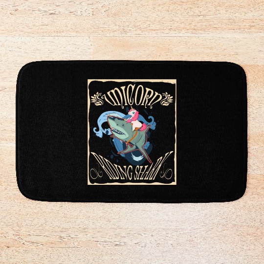 Unicorn Riding Shark Bath Mats