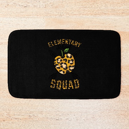 Elementary School Squad Teacher Leopard Print Bath Mats