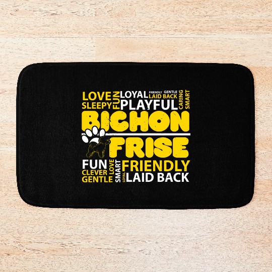 I Love Bichon Frise Dog Lover Puppy Paw Love Bath Mats