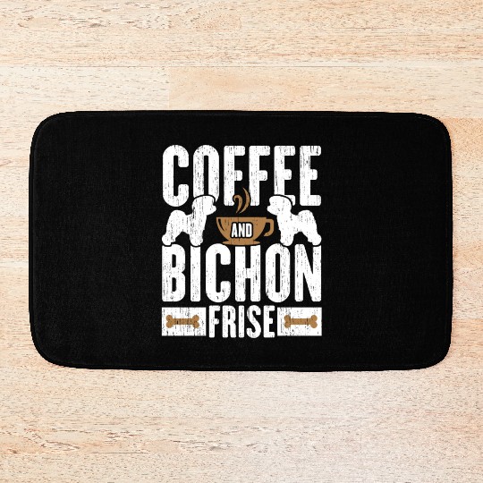 Coffee And Bichon Frise Dog Lover Puppy Paw Love Bath Mats