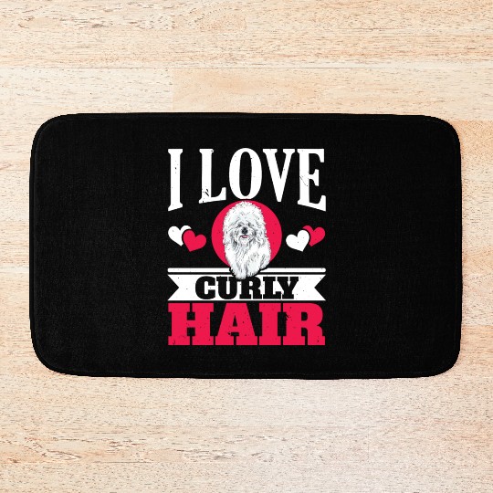 I Love Curly Hair Bichon Frise Dog Lover Puppy Paw Bath Mats