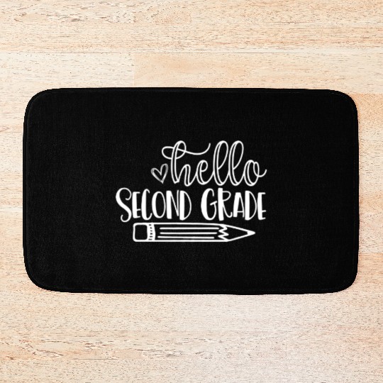 Back to School Hello Second Grade Student Teacher Bath Mats