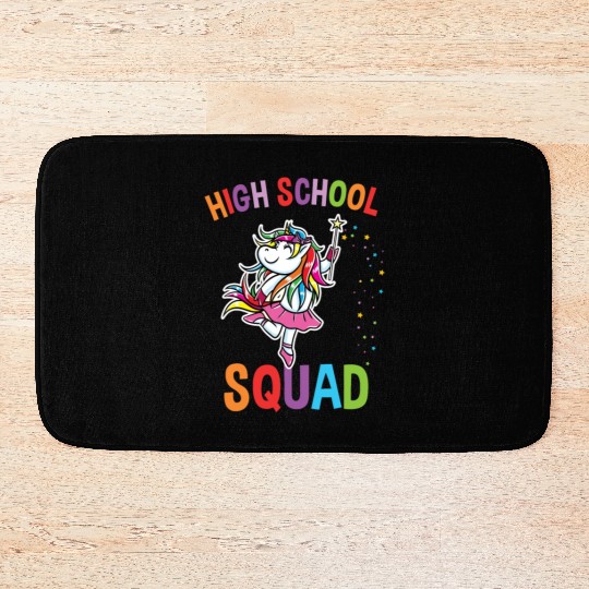 High School Squad Unicorn Back To School Bath Mats