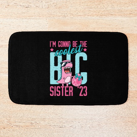 Coolest Big Sister 2023 Baby Pregnancy Dino Girls Bath Mats
