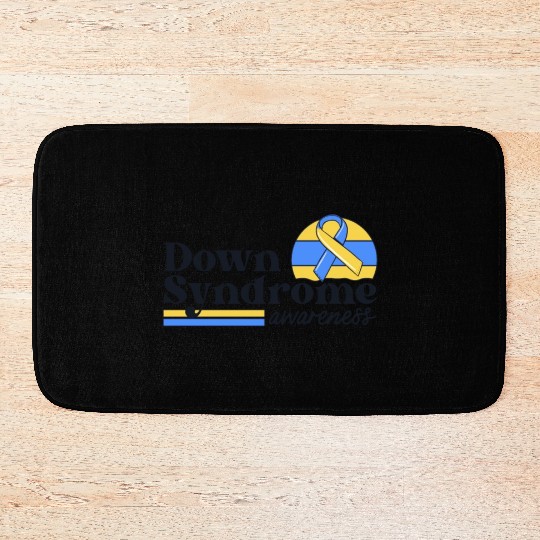 Down Syndrome Awareness Retro Sunset Yellow Blue Bath Mats