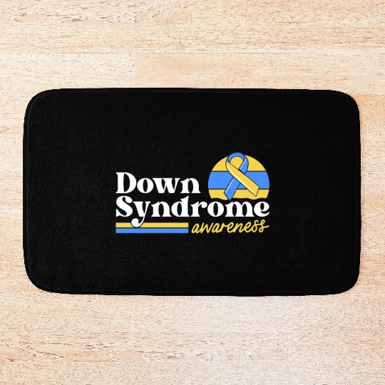 Down Syndrome Awareness Retro Sunset Yellow Blue Bath Mats