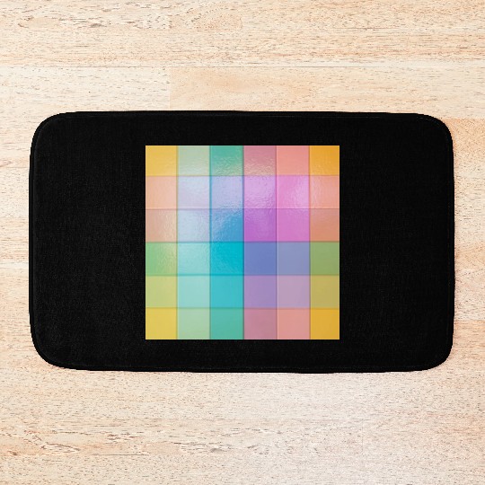 Rainbow Shimmer Multi Squares Pattern Bath Mats