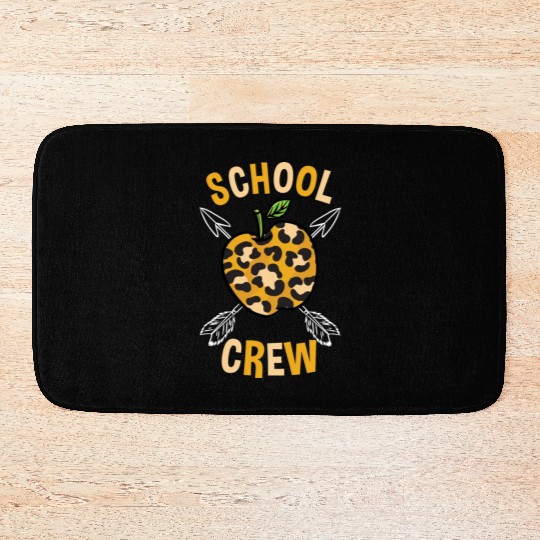 School Back To School Crew Leopard Print Bath Mats