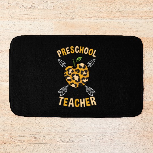 Preschool Back To School Teacher Leopard Print Bath Mats