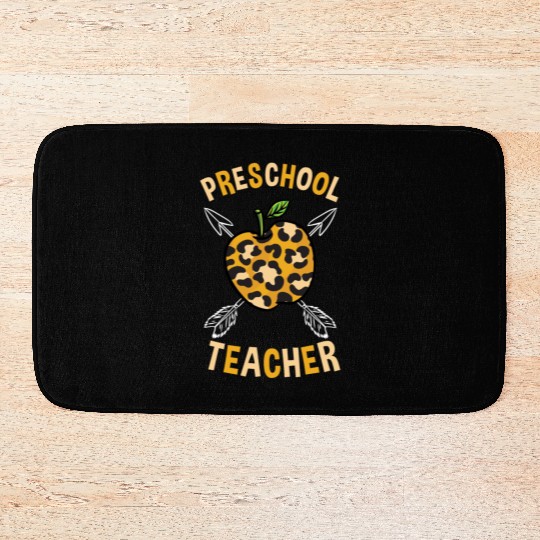 Preschool Back To School Teacher Leopard Print Bath Mats