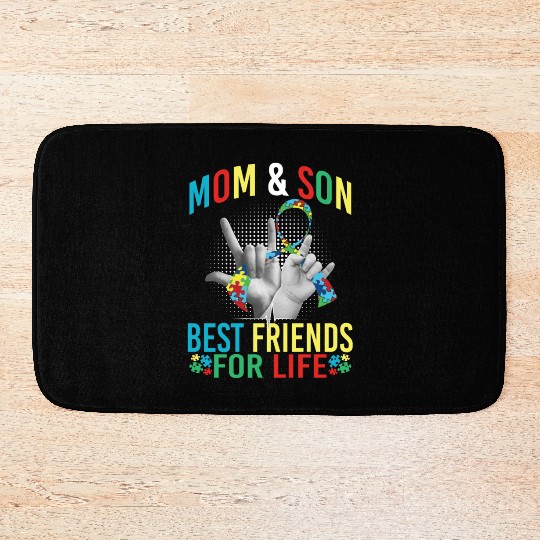 Mom And Son Best Friends For Life Autism Awareness Bath Mats