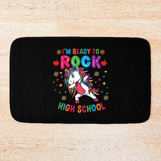 Unicorn Im Ready To Rock High School Bath Mats
