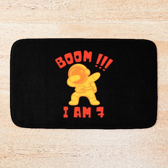 Kids Dabbin 7 years anniversary birthday cosmonaut Bath Mats