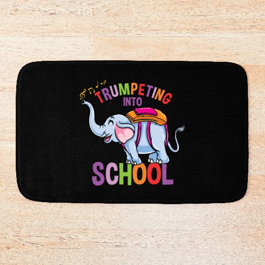 Back To School Elephant Trumpeting Into School Bath Mats