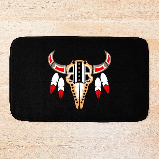 Native American Buffalo Skull for Tribal Art Lover Bath Mats