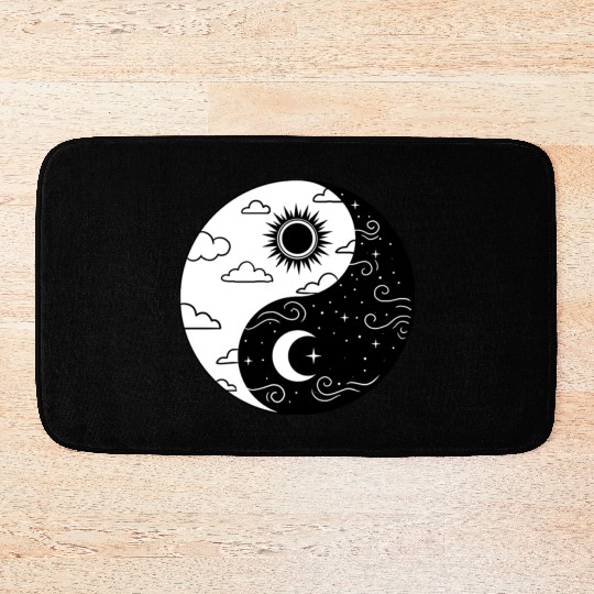 Sun and Moon Yin Yang for Yin Yang Art Lover Bath Mats