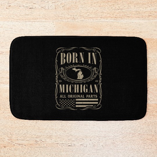 Vintage America US States Born Michigan Bath Mats