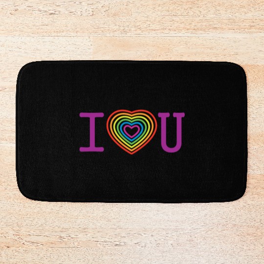 I love you with all my heart. Colors rainbow heart Bath Mats